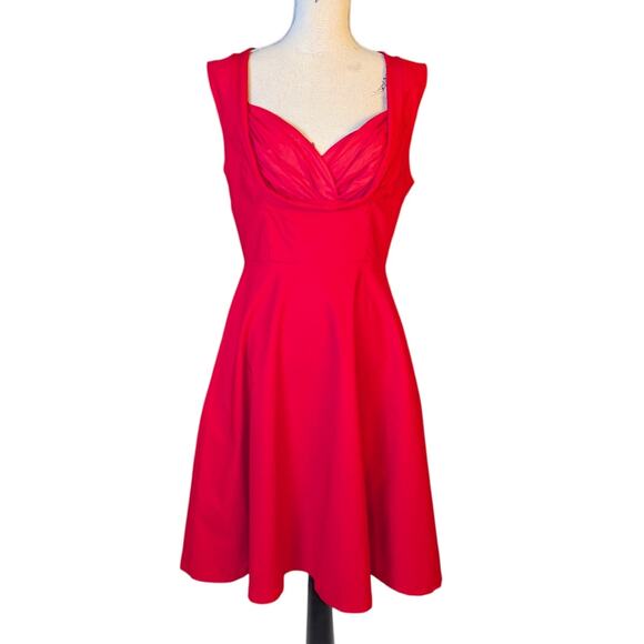 Red Fit & Flare Dress XL Vintage Inspired 50s Pinup Rockabilly - Picture 2 of 16